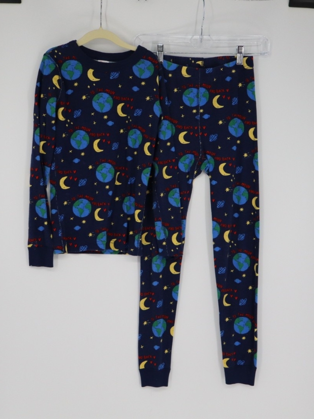 Hanna Andersson Kids Organic Cotton Pajama Set US 10 Space Moon Earth Stars